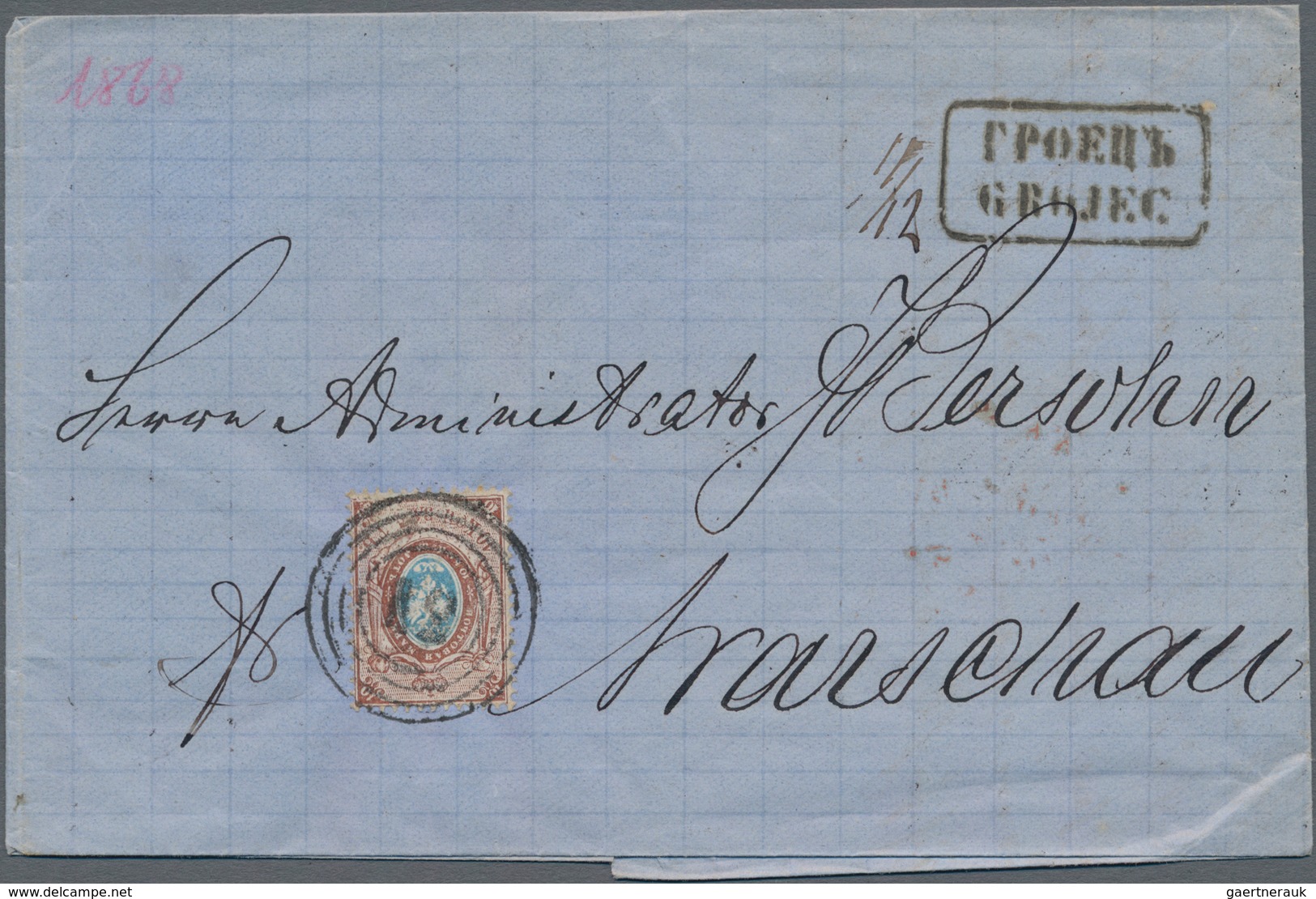 Polen - Russische Periode: 1868/69 four FL from one correspondence each with single franking 10 cop.