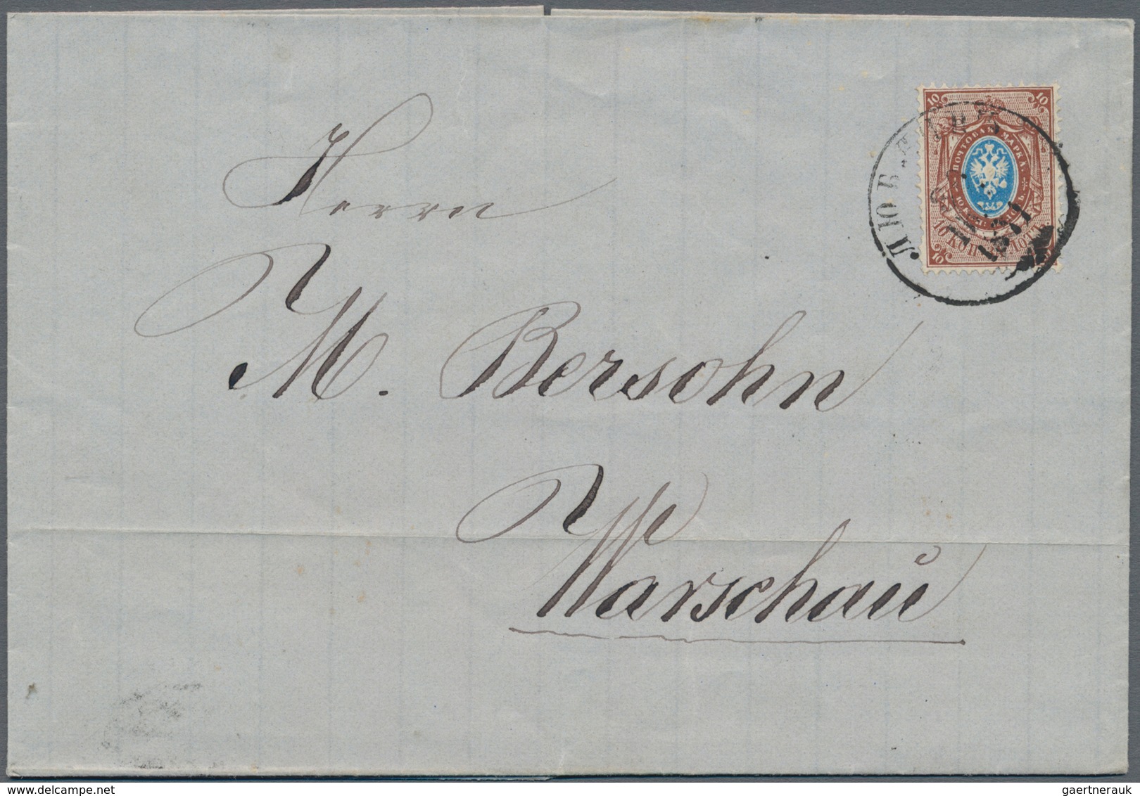 Polen - Russische Periode: 1871/74 Five Letters All With Single Franking 10 Kop. Brown Coat Of Arms - Other & Unclassified