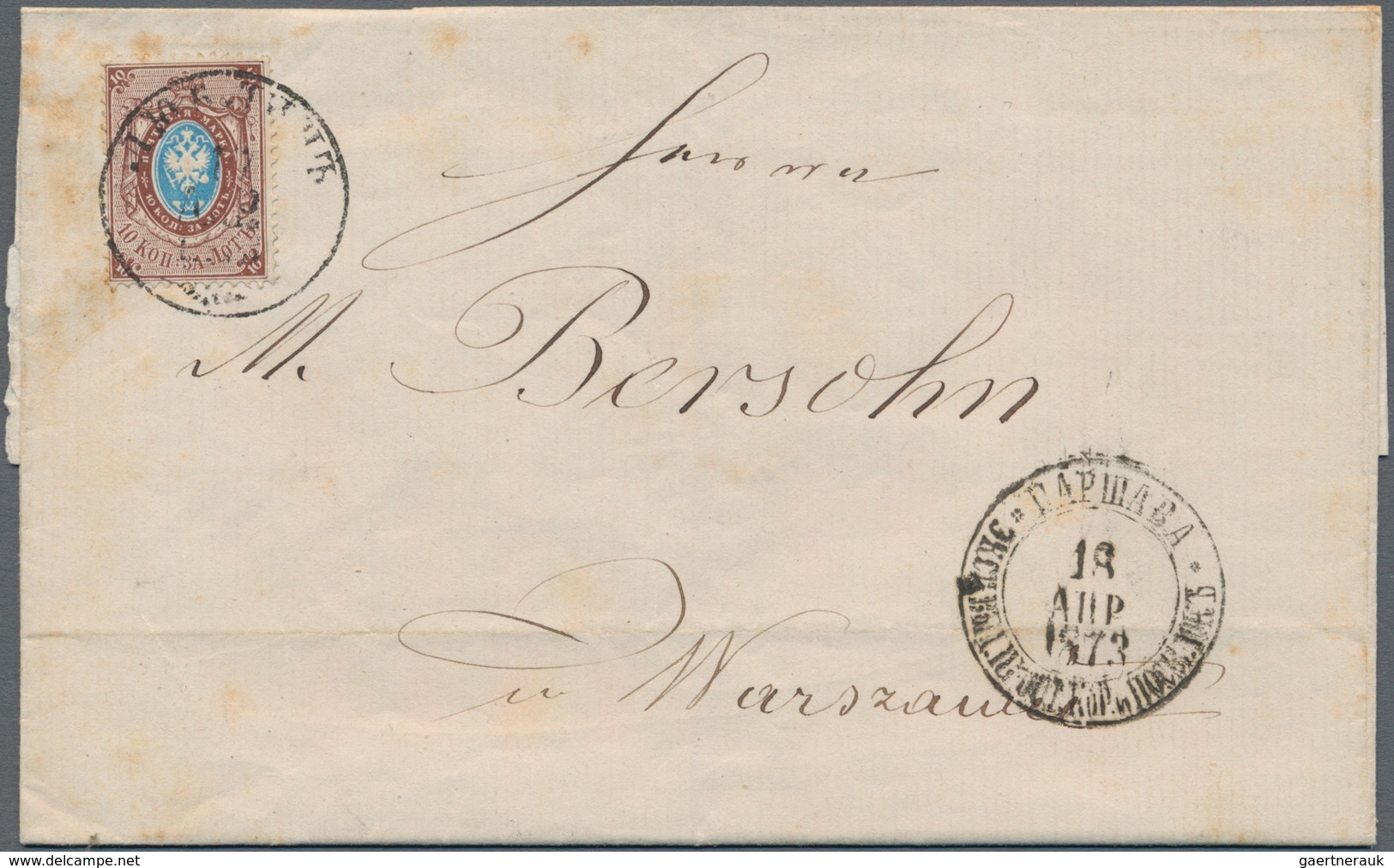 Polen - Russische Periode: 1871/74 Five Letters All With Single Franking 10 Kop. Brown Coat Of Arms - Sonstige & Ohne Zuordnung