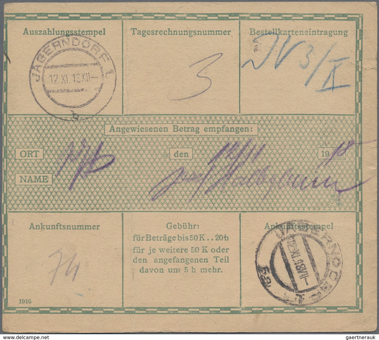 Polen: 1918, 11 November, Money Order (vertical Fold Not Affecting Stamps) About 247kr.20h. Franked - Other & Unclassified