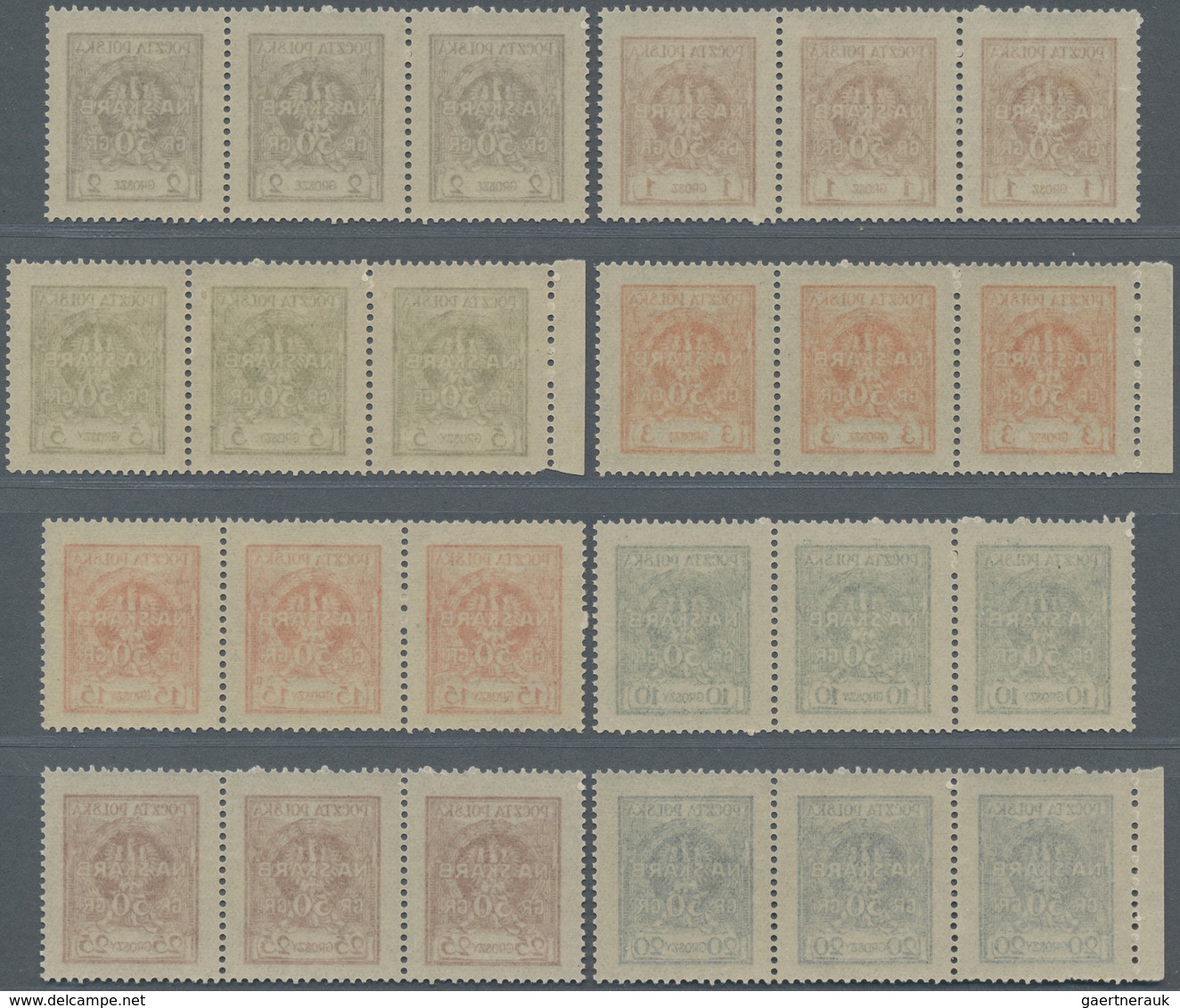 Polen: 1925, For The Treasury, Complete Set In Horizontal Stripes Of Three (40 G And 50 G Each Pair - Other & Unclassified