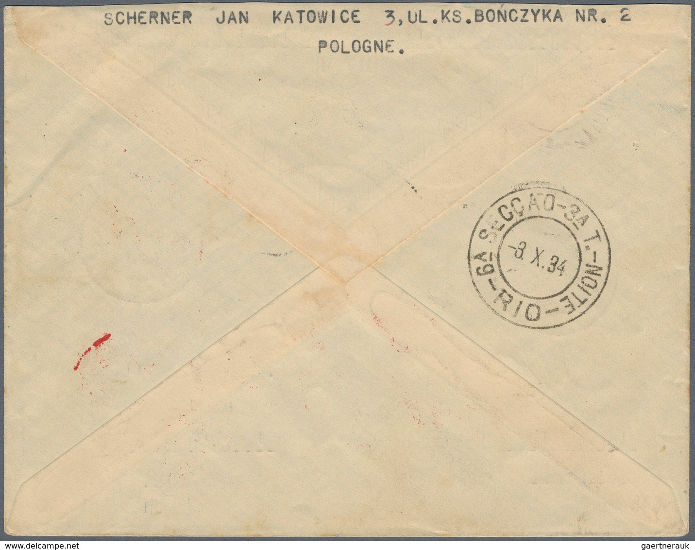 Polen: 1934, 9. Südamerikafahrt 1934, Brief Ab Kattowitz 27.9. Mit 30 Gr. In EF, Zweiländer-MiF Mit - Other & Unclassified