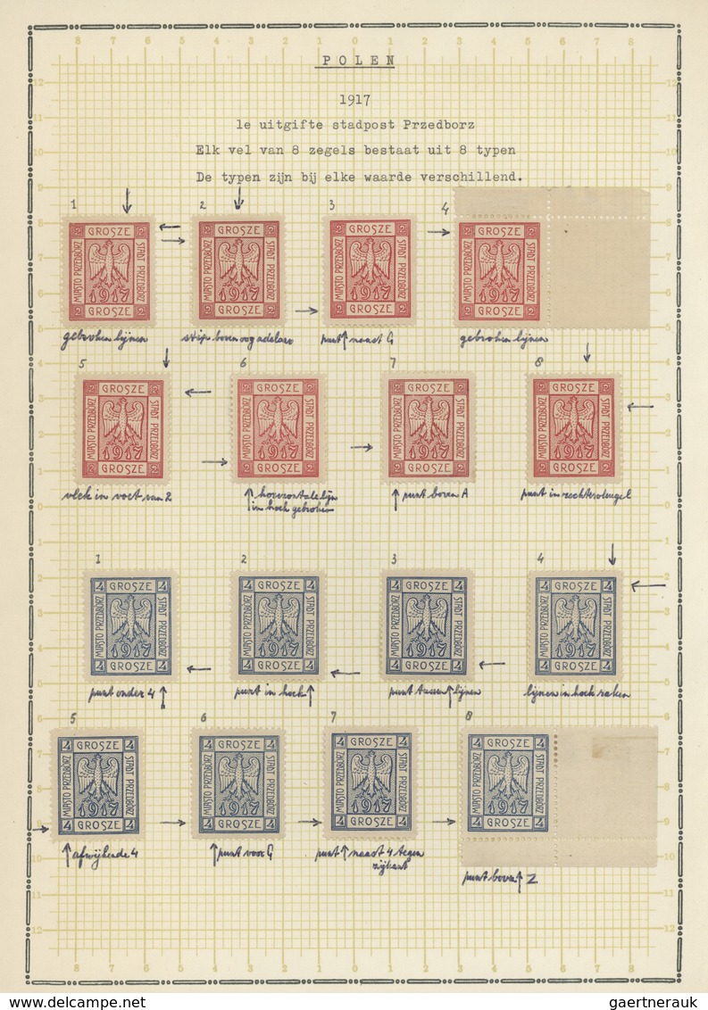 Polen - Bestellpostanstalten: PRZEDBORZ 1917, 2gr. Carmine And 4gr. Blue, Perforated 11½, All Eight - Sonstige & Ohne Zuordnung