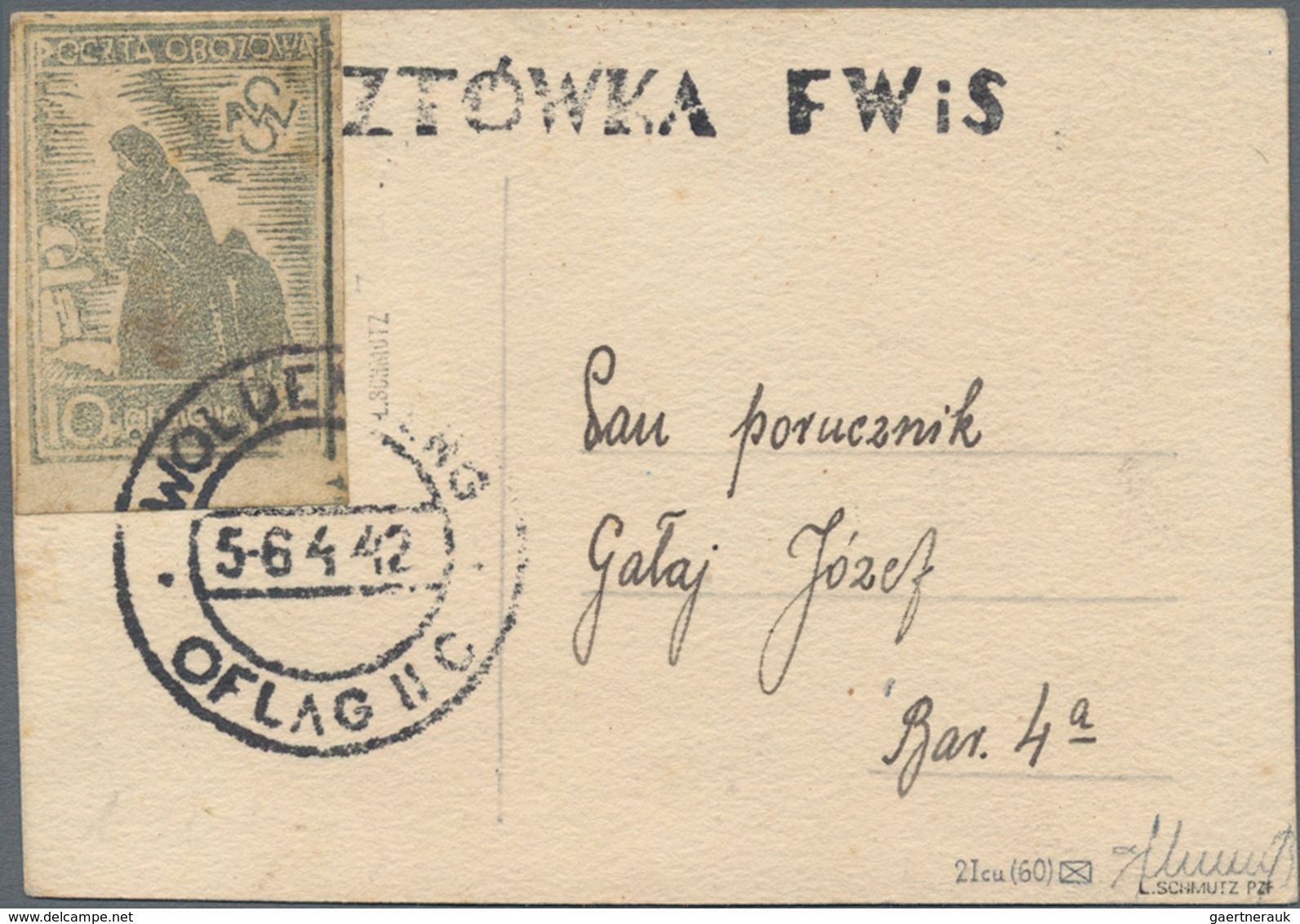Polen - Lagerpost: Woldenberg: 1942, Internal Camp Mail 10 F Smooth Average Grey Blue Paper On Provi - Sonstige & Ohne Zuordnung