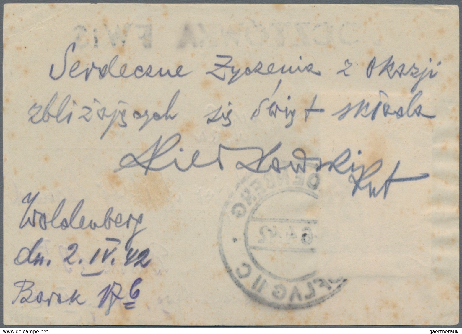 Polen - Lagerpost: Woldenberg: 1942, Internal Camp Mail 10 F White Smooth Thin Paper On Provisional - Sonstige & Ohne Zuordnung