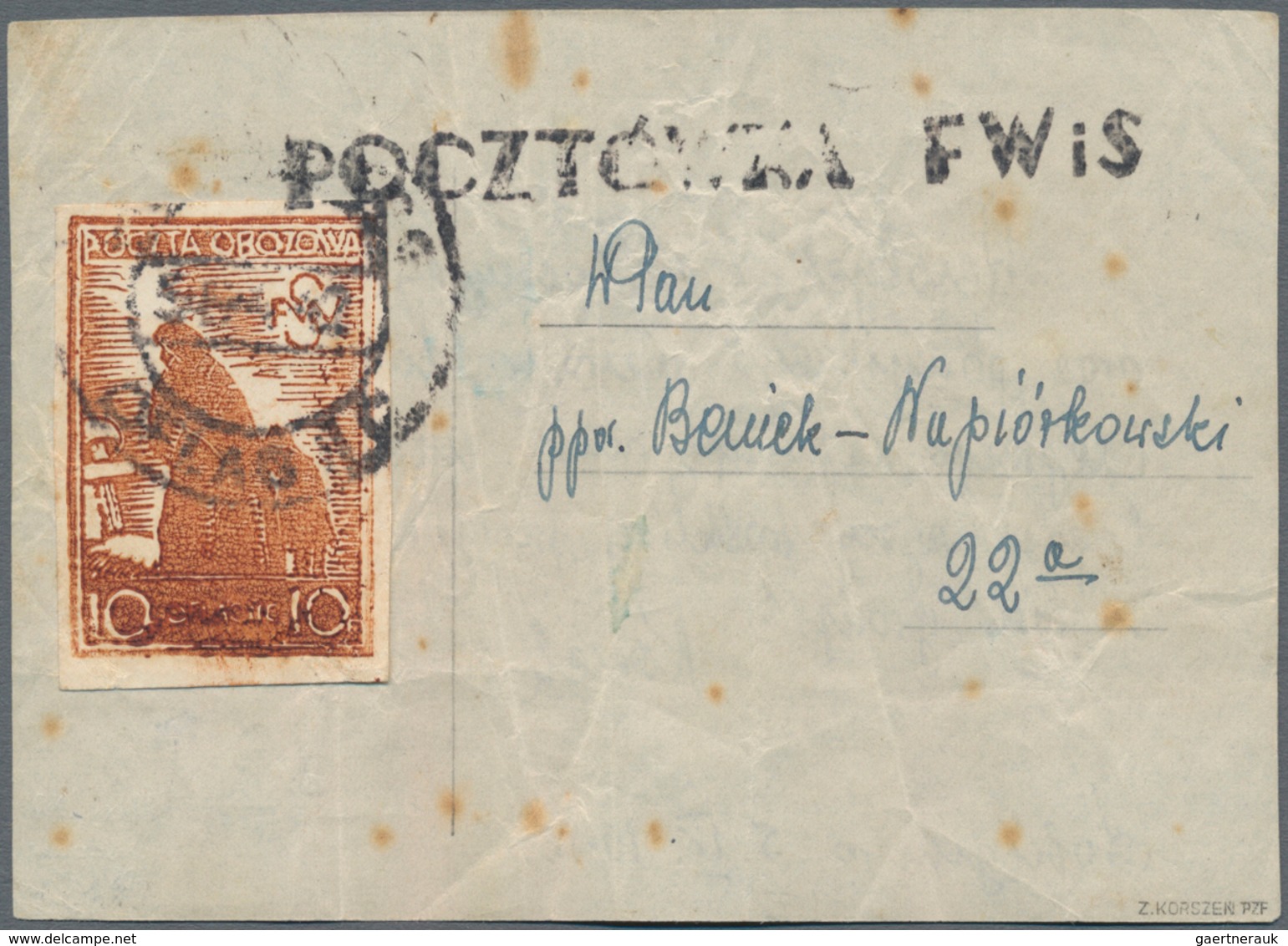 Polen - Lagerpost: Woldenberg: 1942, Internal Camp Mail 10 F White Smooth Thin Paper On Provisional - Other & Unclassified