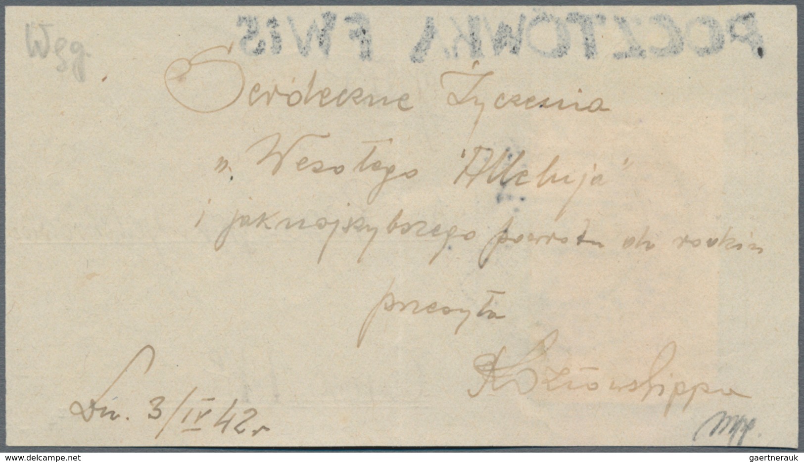 Polen - Lagerpost: Woldenberg: 1942, Internal Camp Mail 10 F Yellowish Rough Thick Paper On Provisio - Sonstige & Ohne Zuordnung