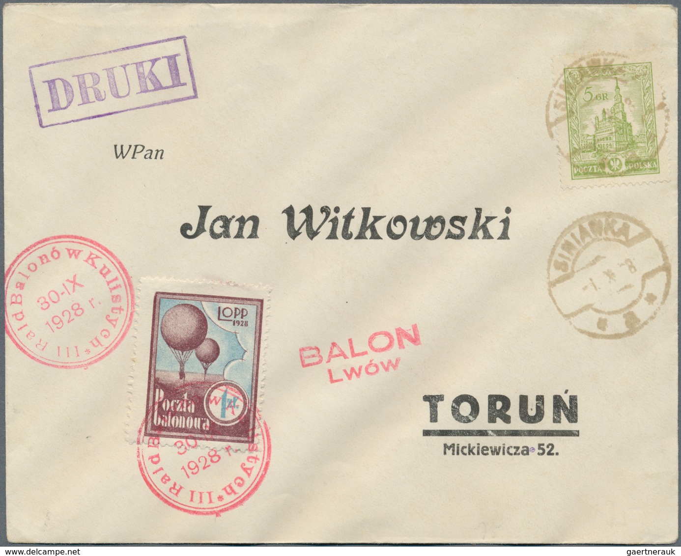 Polen - Besonderheiten: 1928, 30.IX., Poland, Balloon "Lwów", Two Covers With Perforated And Imperfo - Other & Unclassified