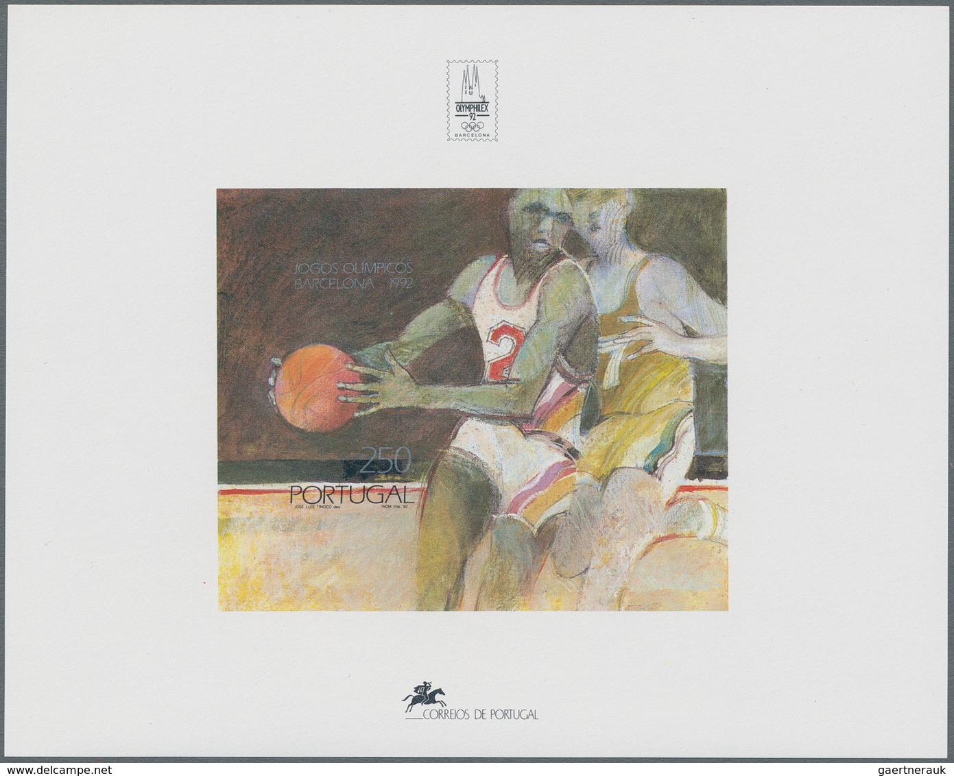 Portugal: 1992, Summer Olympics Barcelona (basketball) IMPERFORATE Miniature Sheet, Mint Never Hinge - Gebruikt