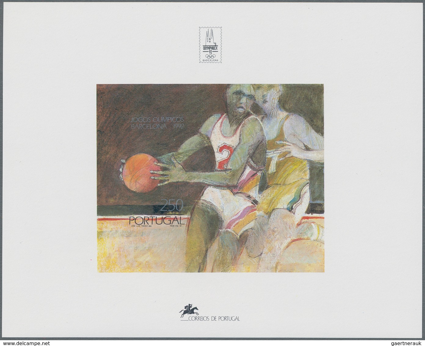 Portugal: 1992, Summer Olympics Barcelona (basketball) IMPERFORATE Miniature Sheet, Mint Never Hinge - Used Stamps