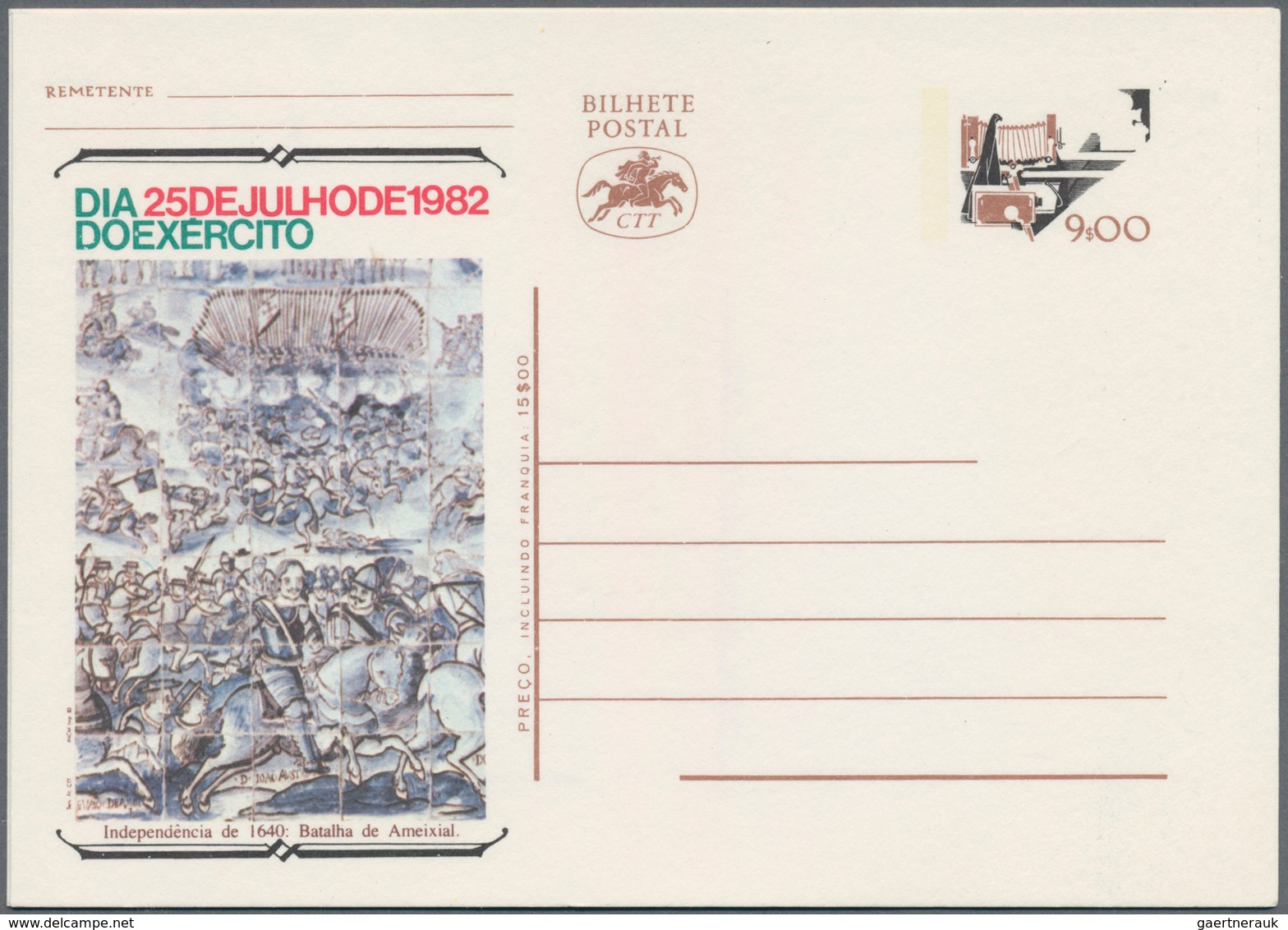 Portugal - Ganzsachen: 1982 Unused Picture Postal Stationary Postcard With Missing Color Orange-yell - Postal Stationery