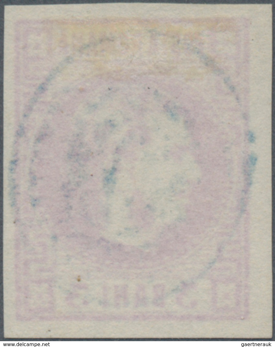 Rumänien: 1868, Carol 3 Bani Violet With Central Oval Blue Cancellation, Large Margins All Around. S - Gebraucht