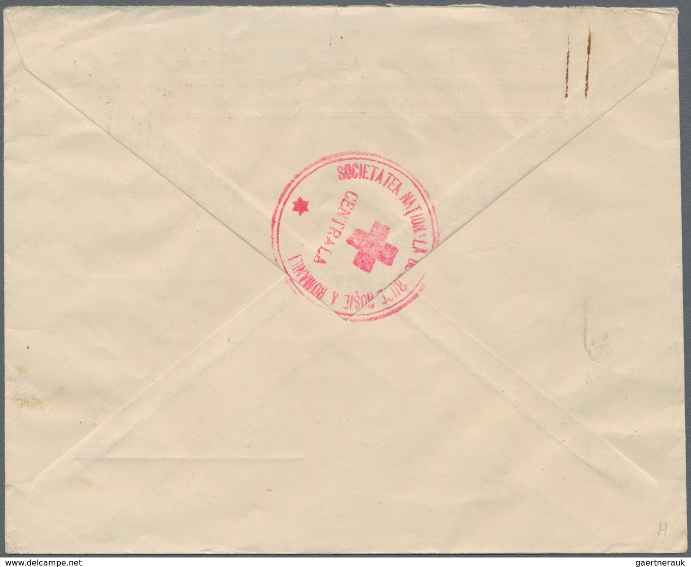 Rumänien: 1920/1927, 1 Leu Violet Pair, 2 Rose And 6 Leu Blue On Cover From The RED CROSS, Bukarest - Gebruikt