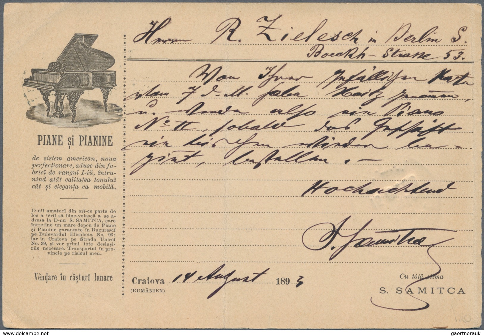 Rumänien - Ganzsachen: 1890, 5 B Black Postal Stationery Postcard With Additional Franking 5 B Green - Ganzsachen