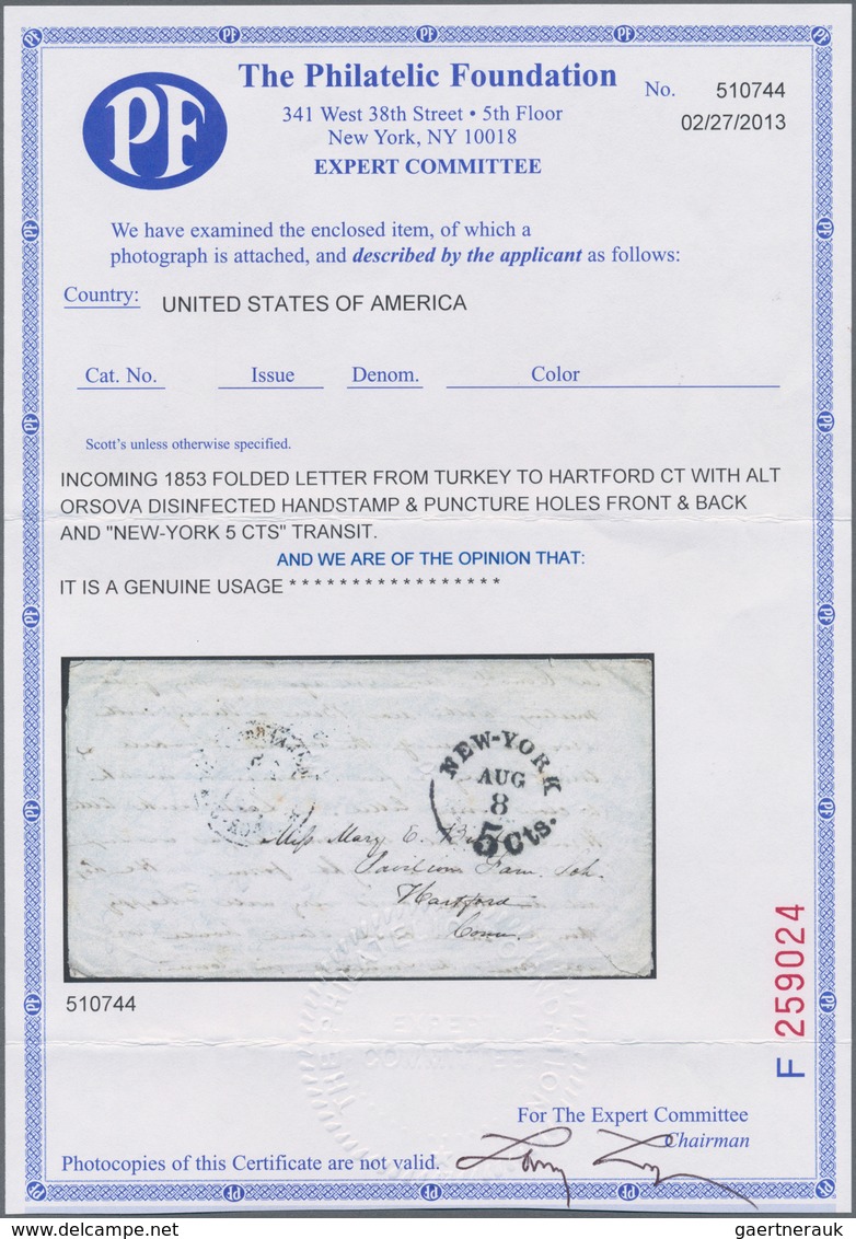 Rumänien - Besonderheiten: 1853, DISINFECTED MAIL, Entire Letter From Pera (Beyoglu, Turkey), Dated - Sonstige & Ohne Zuordnung