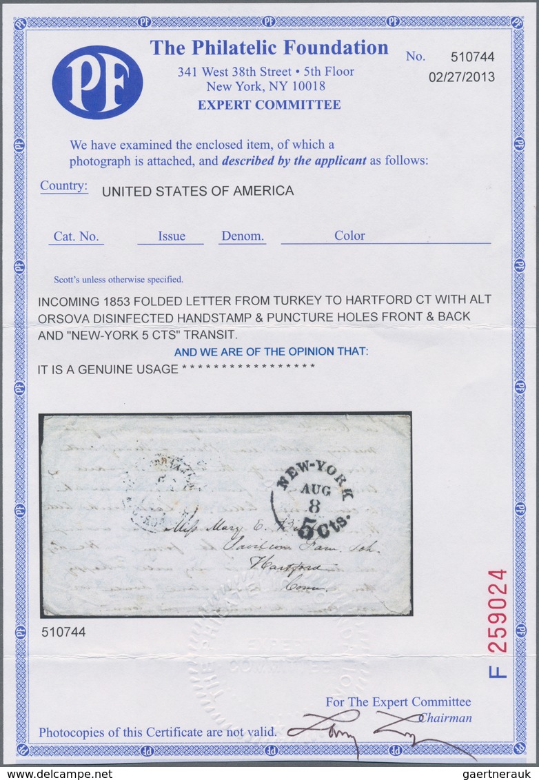 Rumänien - Besonderheiten: 1853, DISINFECTED MAIL, Entire Letter From Pera (Beyoglu, Turkey), Dated - Other & Unclassified