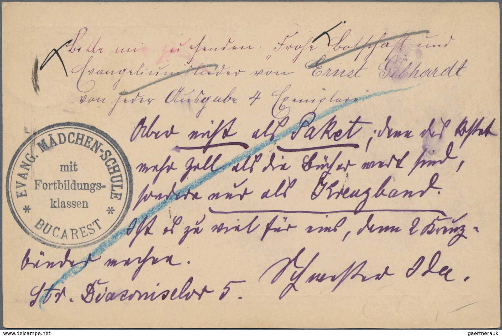 Rumänien - Besonderheiten: 1899, 10 Pf German Postal Stationery Card Cancelled With Double Circle "B - Andere & Zonder Classificatie