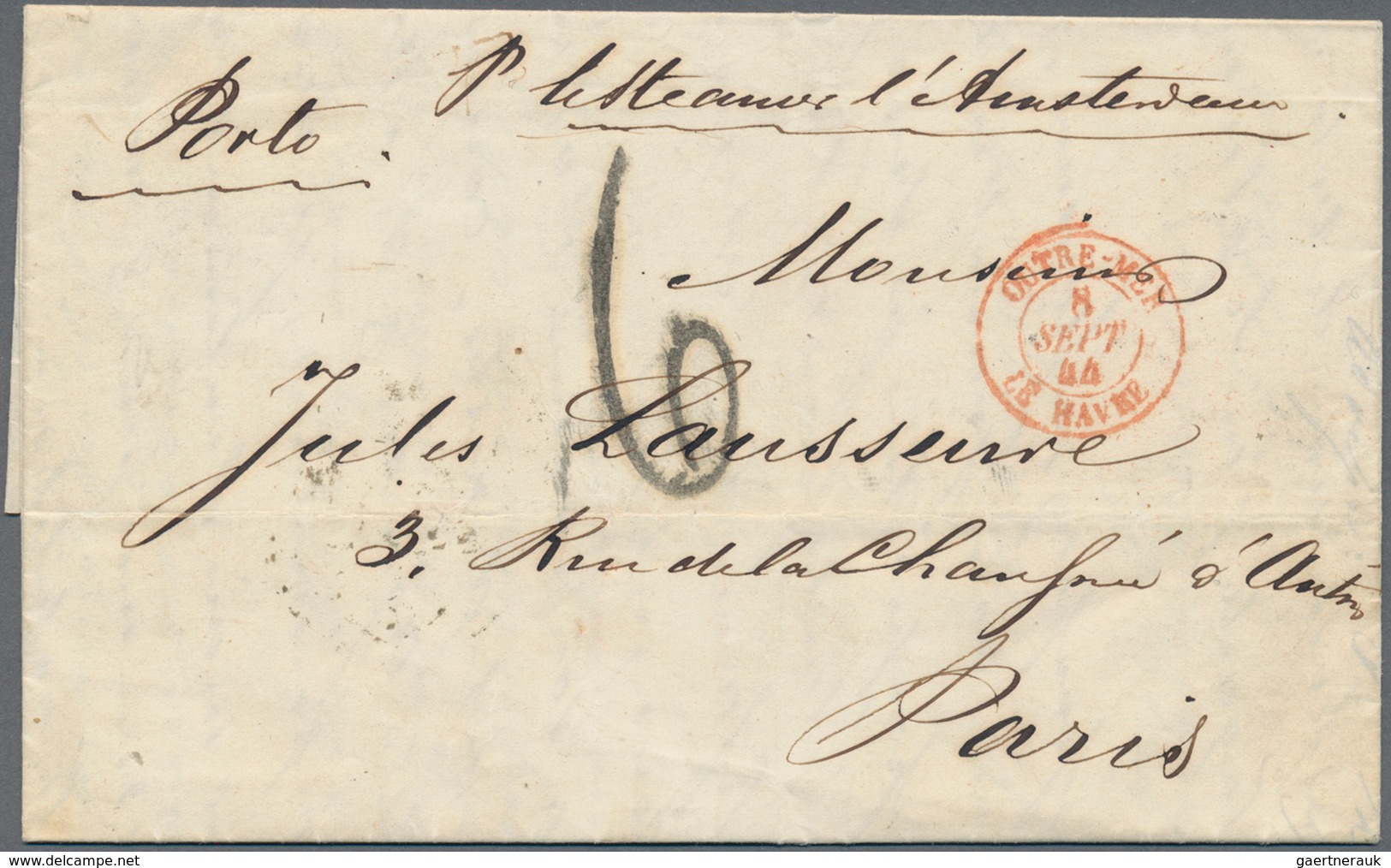 Russland - Vorphilatelie: 1844, "OUTRE MER LE HAVRE" Red Double Circle Transit Cancel On Folded Lett - ...-1857 Prephilately