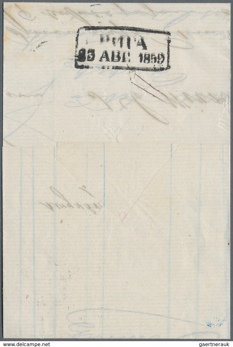 Russland: 1858 Letter From Riga With Dotted Numbered Cancel 38 And Boxed Cancel Riga To Libau, Light - Used Stamps