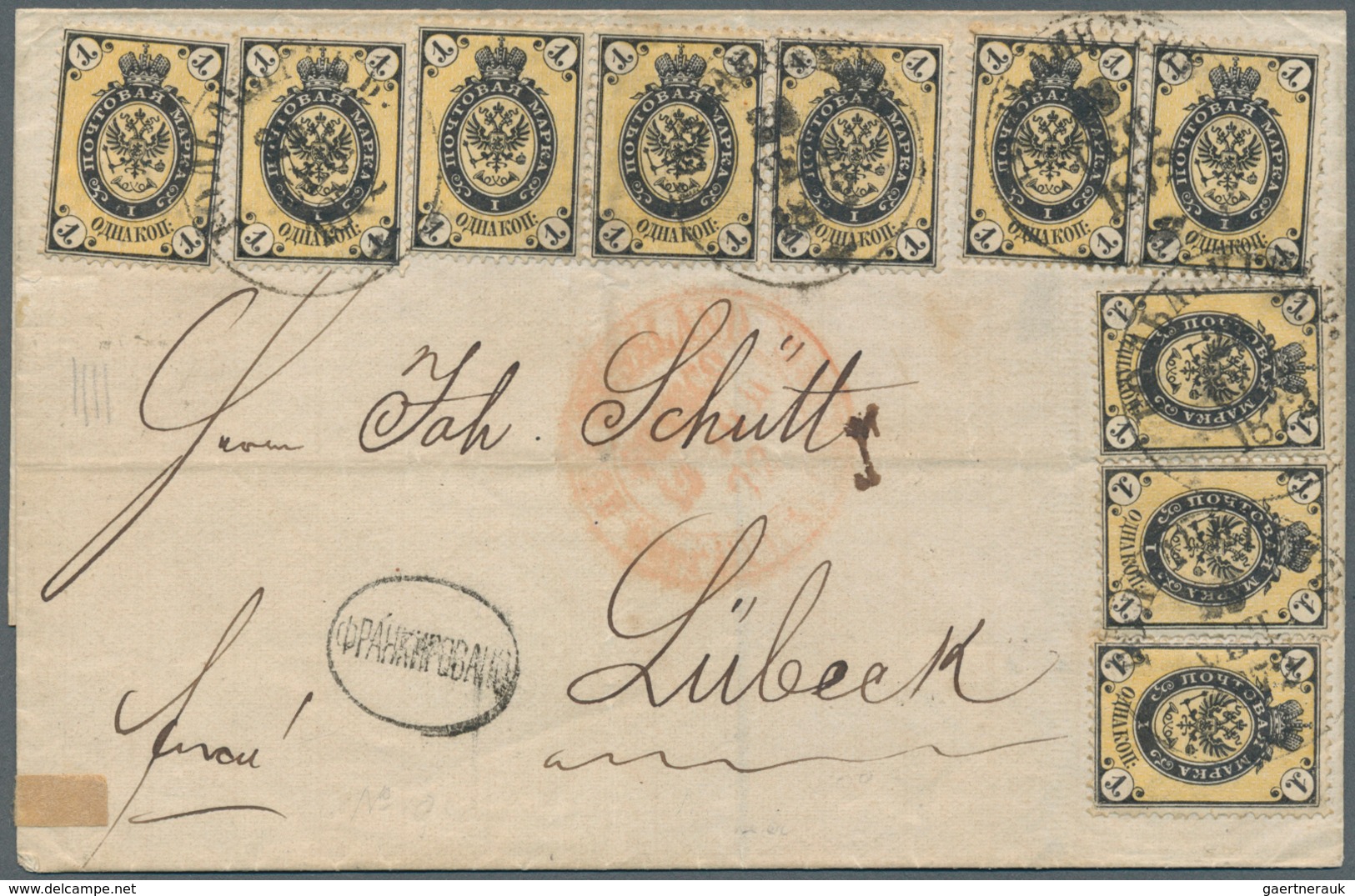 Russland: 1872, Cover From Goldingen, Kurland (now Kuldiga In Latvia) To Lübeck Franked By 10 X 1 K. - Gebruikt