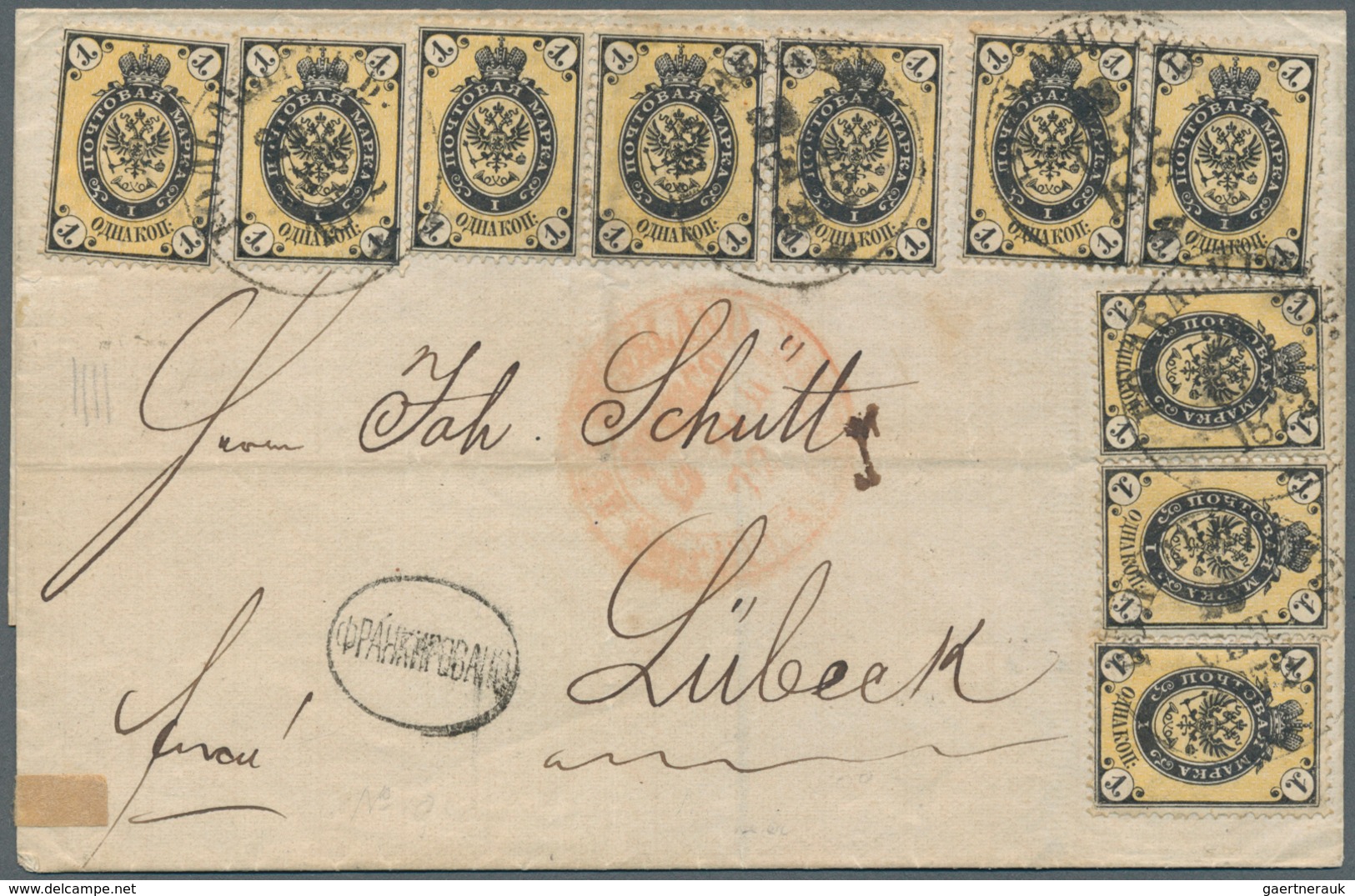 Russland: 1872, Cover From Goldingen, Kurland (now Kuldiga In Latvia) To Lübeck Franked By 10 X 1 K. - Used Stamps