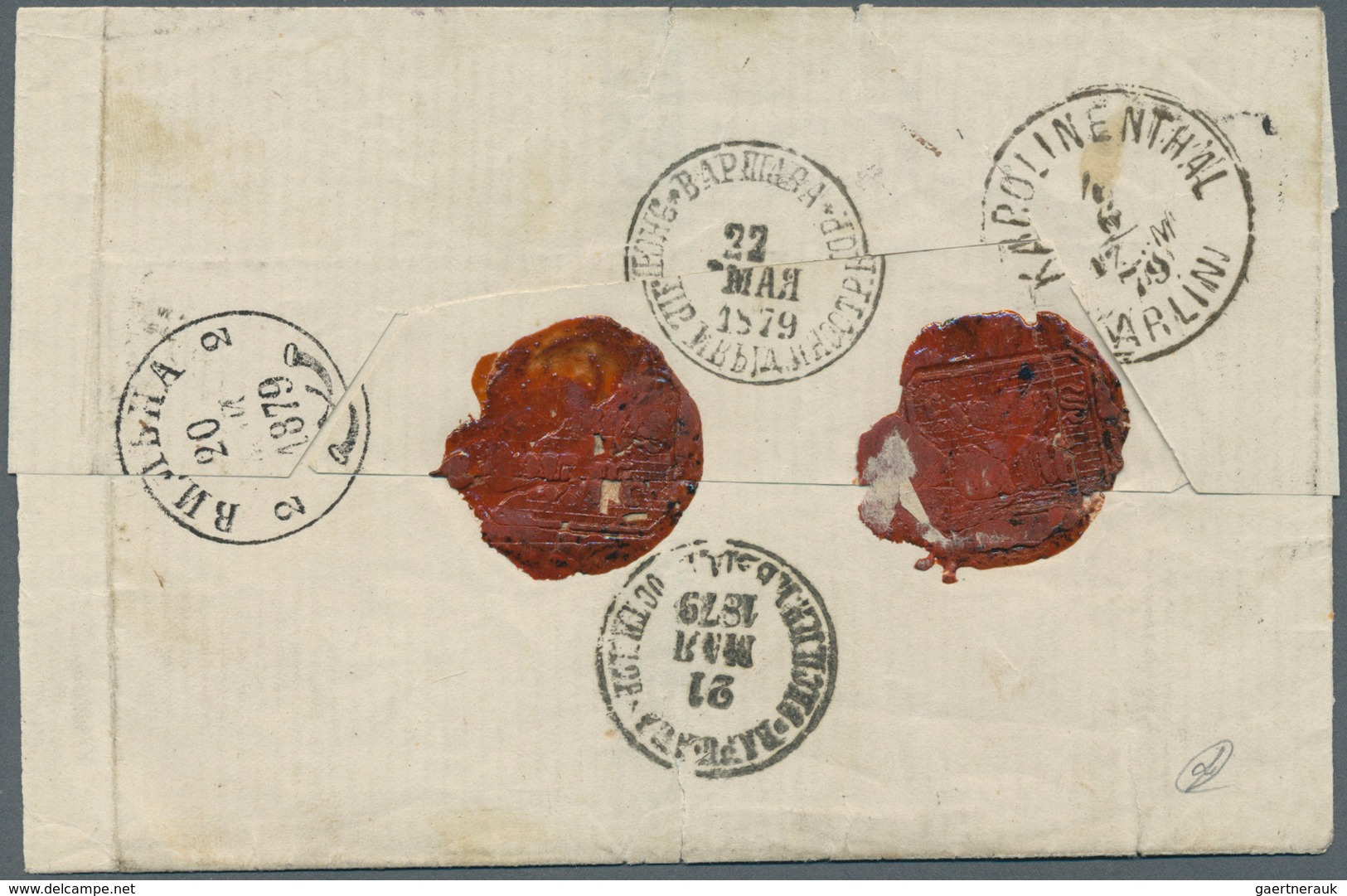 Russland: 1879, Double Franking Of 7 K. Grey & Rose On VERT. LAID PAPER On 1879 Registered Cover (sm - Used Stamps