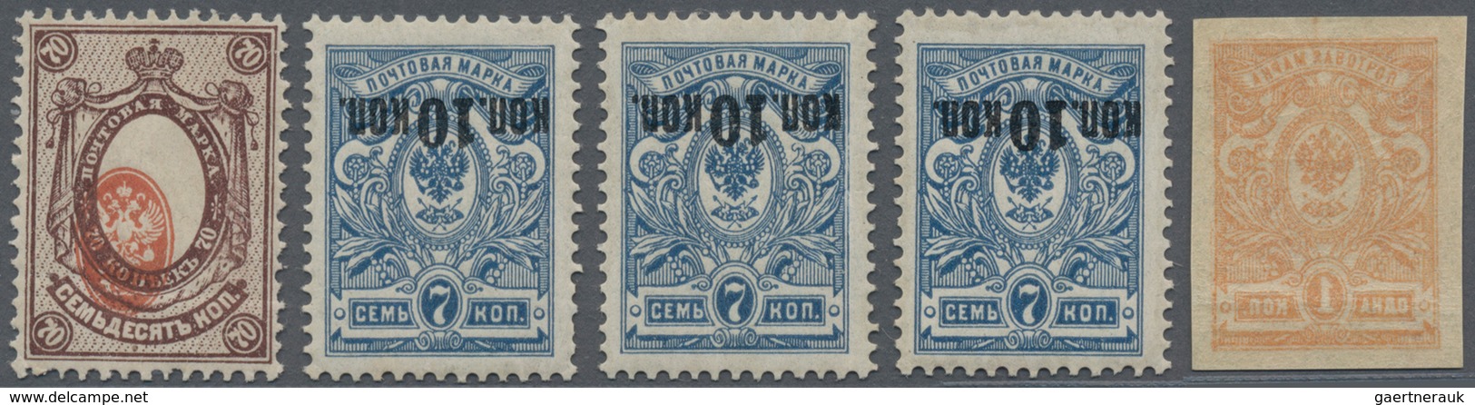 Russland: 1908-18 VARIETIES: Group Of 23 Mint Stamps Showing Varieties Shifted Center (10), Offset P - Gebraucht
