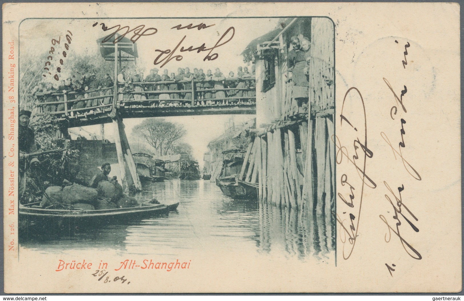 Russische Post In China: 1904, 2 K. Pair Tied "(XAN)HAI 27 VIII (0)4" To Ppc (bridge In Old Shanghai - China