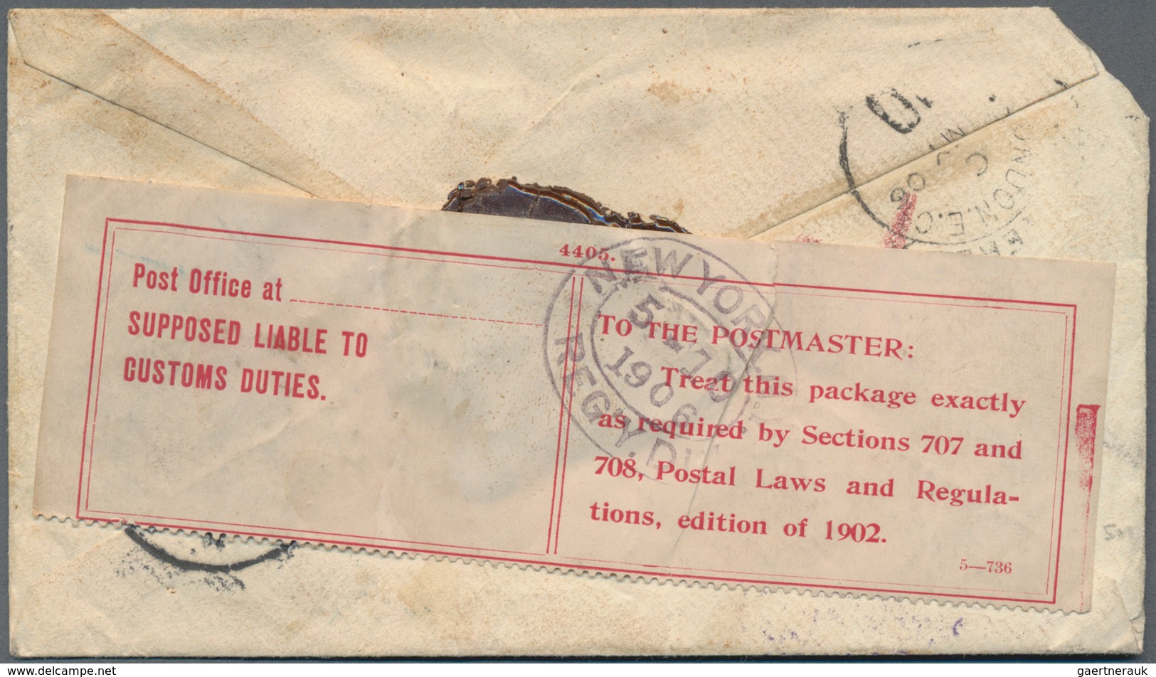 Russische Post In Der Levante - Staatspost: 1906, 1 Pia. On 10 K Blue Stripe Of Three On Registered - Turkish Empire