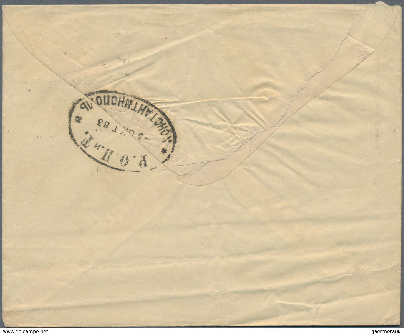 Russische Post In Der Levante - Staatspost: 1883, 7 K Grey/red Pair On Cover From Odessa To Constant - Levant