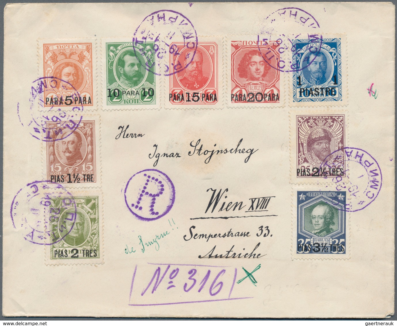 Russische Post In Der Levante - Staatspost: 1913, 5 Para To 3 1/2 Pia. Overprint Stamps - Colourful - Turkish Empire