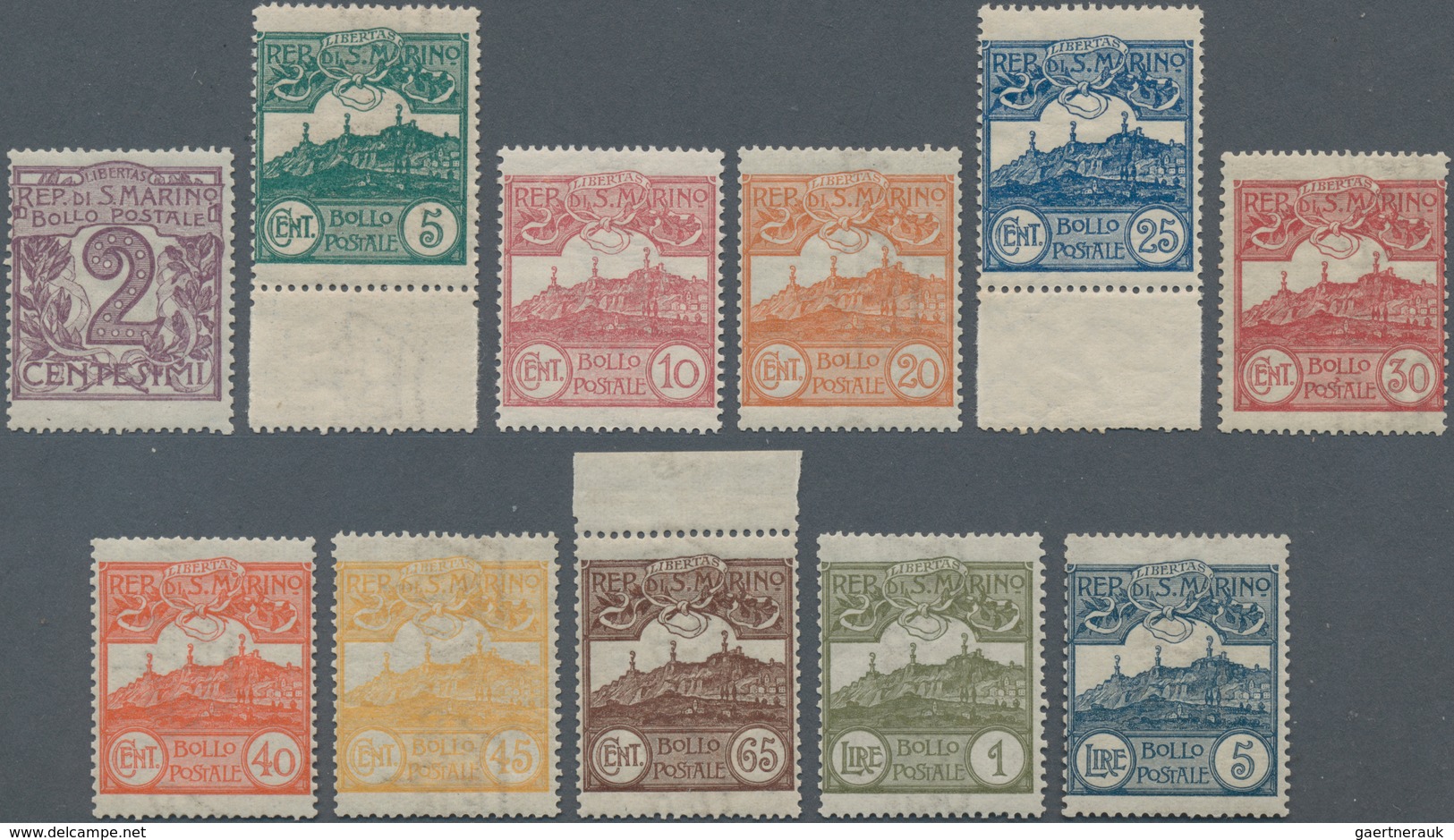 San Marino: 1903, 2 C Lilac To 1 L Olive And 5 L Blue Mint Never Hinged - Andere & Zonder Classificatie