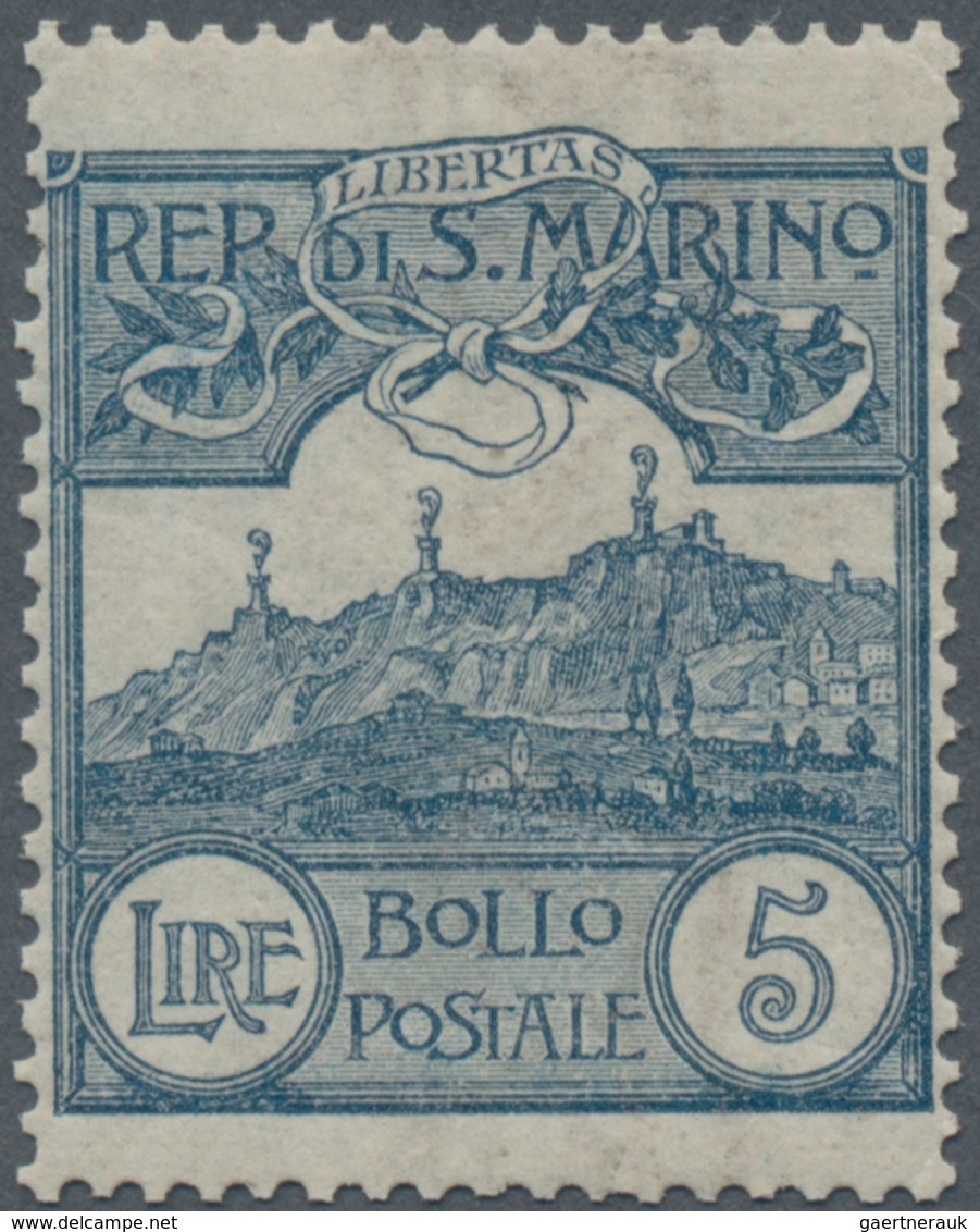 San Marino: 1903, 5 L Blue Mint Never Hinged - Andere & Zonder Classificatie