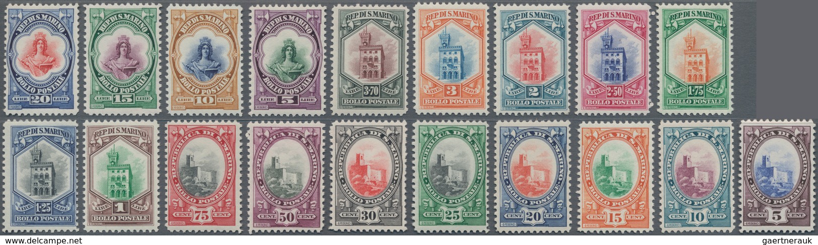San Marino: 1929, National Symbols, Sassone 141/158 Mint Never Hinged. Catalogue Value 1500 €. - Andere & Zonder Classificatie