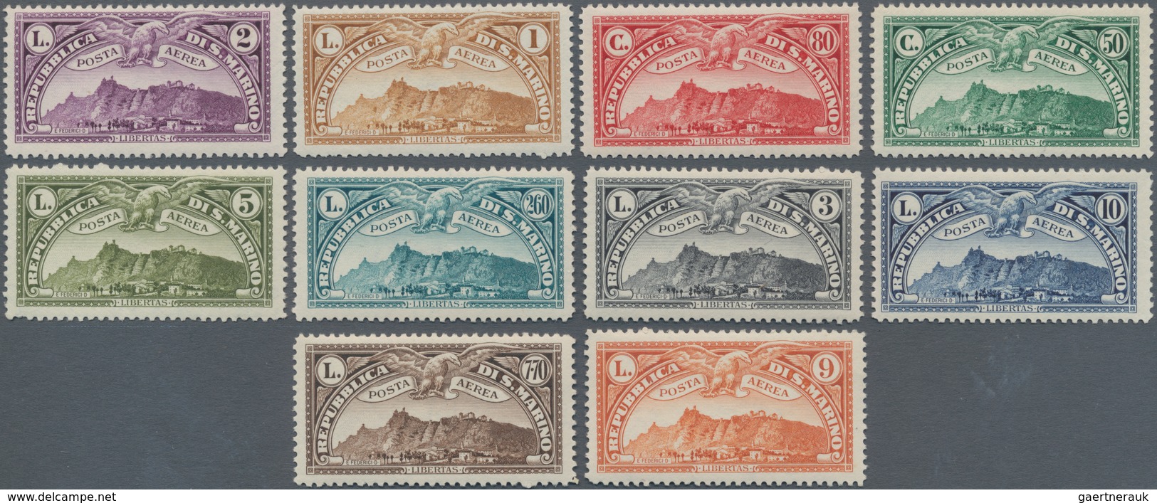 San Marino: 1931, Air Mail, Sassone A1/10 Mint Never Hinged. Catalogue Value 2000 € - Andere & Zonder Classificatie