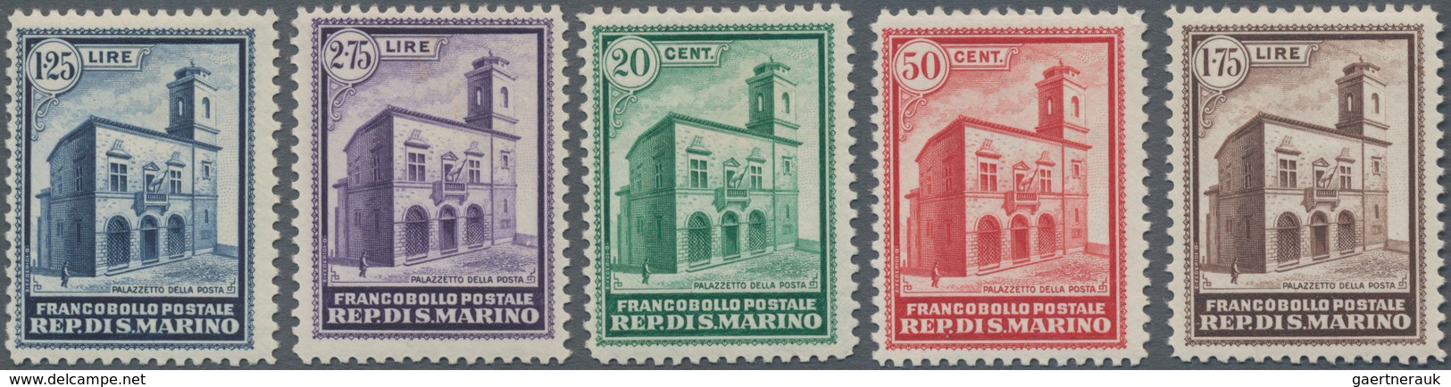 San Marino: 1932, Inauguration Of The New Post Building, Sassone 159-163 Mint Never Hinged. Catalogu - Other & Unclassified