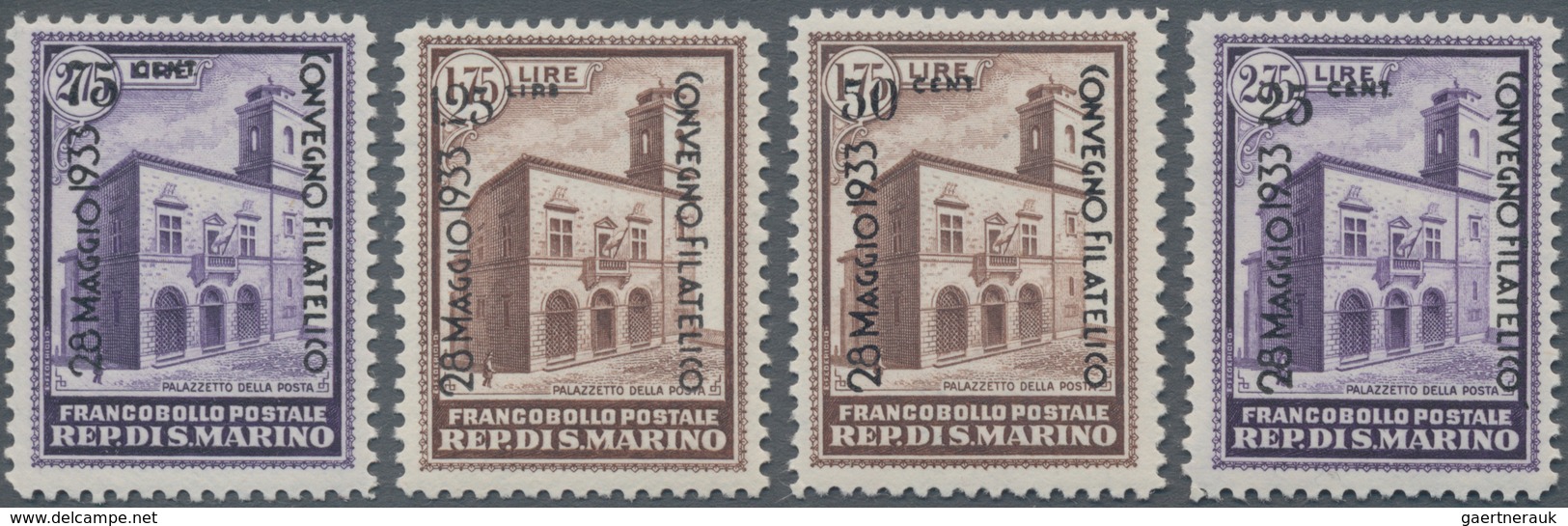 San Marino: 1933, Philatelistic Congress, Sassone 176/179 Mint Never Hinged. Catalogue Value 1625 € - Sonstige & Ohne Zuordnung