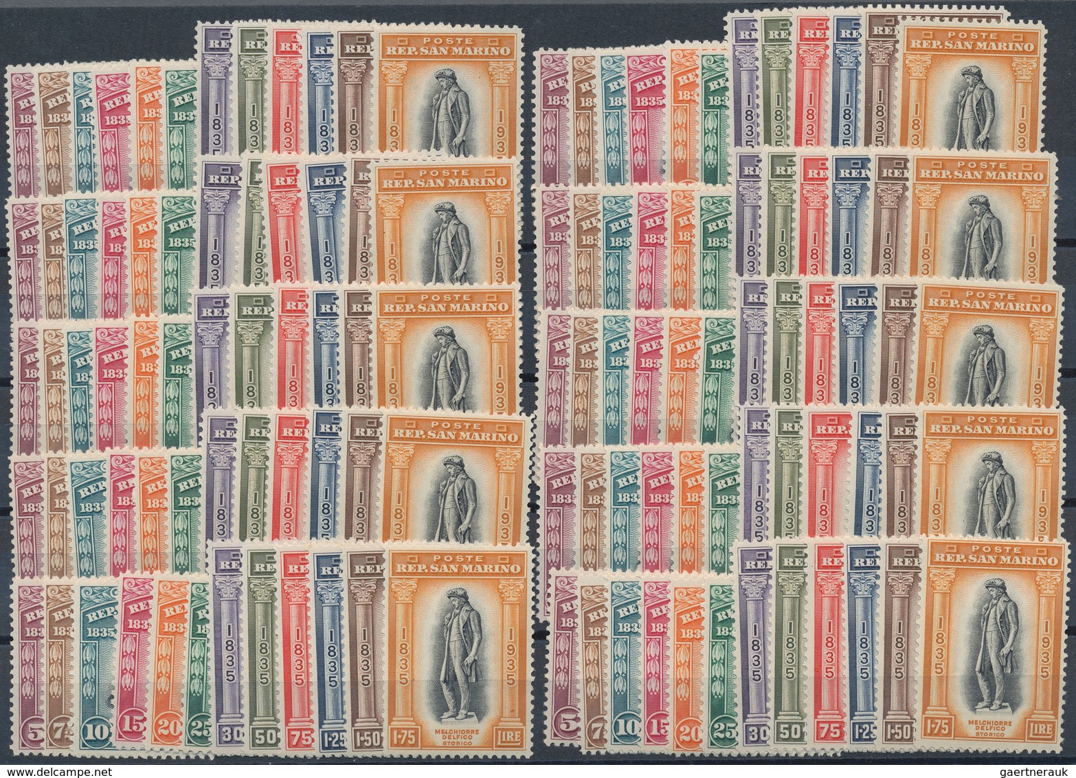 San Marino: 1935, Melciorre Delficio, Investment Lot Of 10 X Sassone 193-204 Mint Never Hinged. Cata - Autres & Non Classés