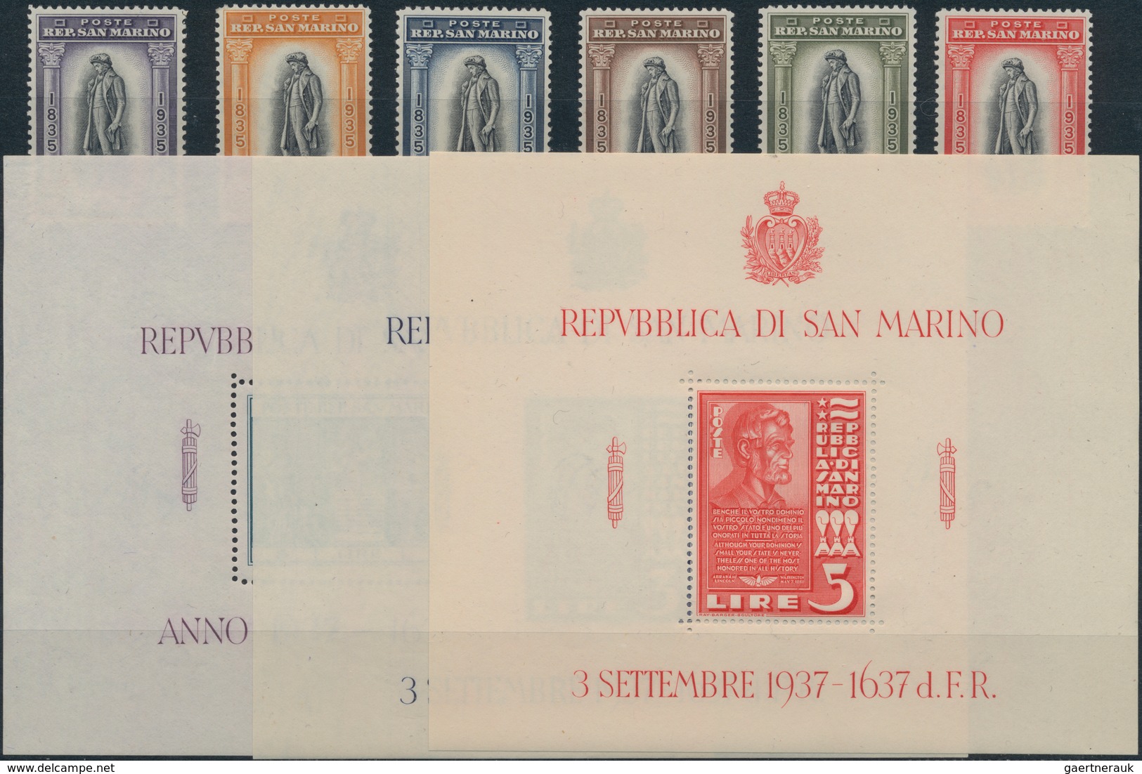 San Marino: 1935/1938, Year Sets. Sassone 186/212+A17/18 Mint Never Hinged. Catalogue Value 1026 €. - Andere & Zonder Classificatie