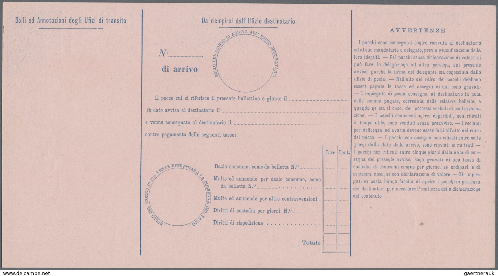 San Marino - Ganzsachen: 1890: six packet card, 0,25 - 2,70 L, mint.