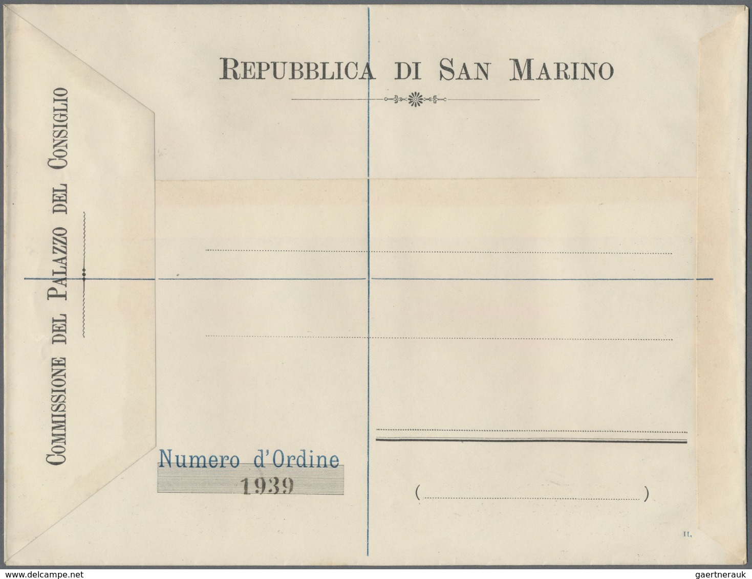 San Marino - Ganzsachen: 1894: 5 L Postal Stationery Envelope, Mint. (Flap Glued To Reverse). Filagr - Postal Stationery