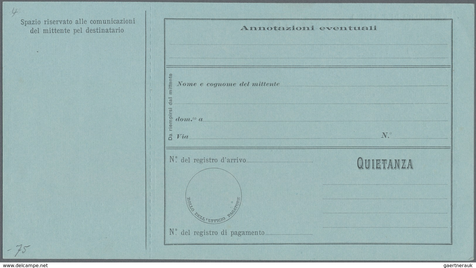 San Marino - Ganzsachen: 1903. Money Order Postal Stationeries, 05 C - 80 C, Complete Set Of Six Min - Ganzsachen