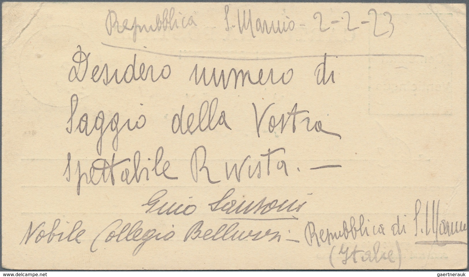 San Marino - Ganzsachen: 1921: 25 C On 10 C Green Postal Stationery Card, With 5 C Olive And 20 C Br - Postwaardestukken