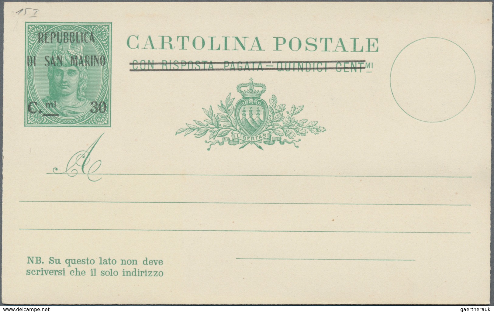 San Marino - Ganzsachen: 1924: "REPUBBLICA DI SAN MARINO Cmi 30" Overprint Each On Question And Answ - Postwaardestukken