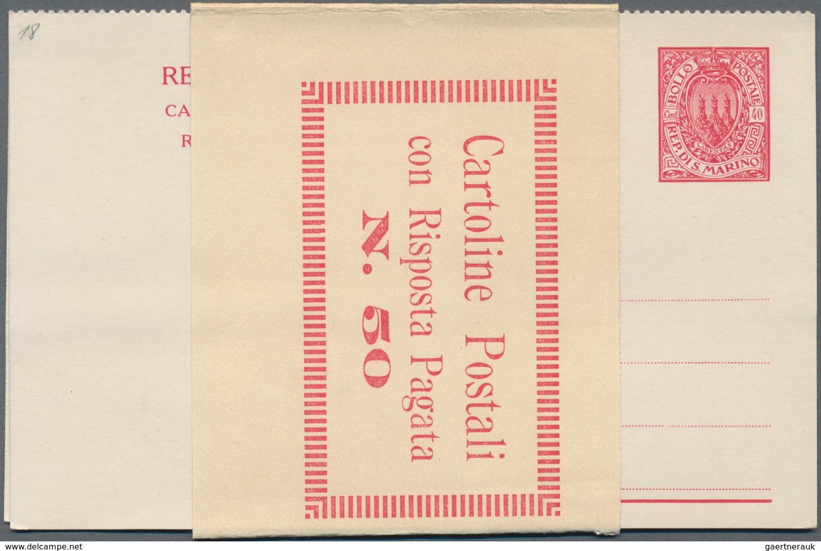 San Marino - Ganzsachen: 1925. 40 C Red Postal Stationery Card And 40 + 40 C Postal Stationery Doubl - Postal Stationery