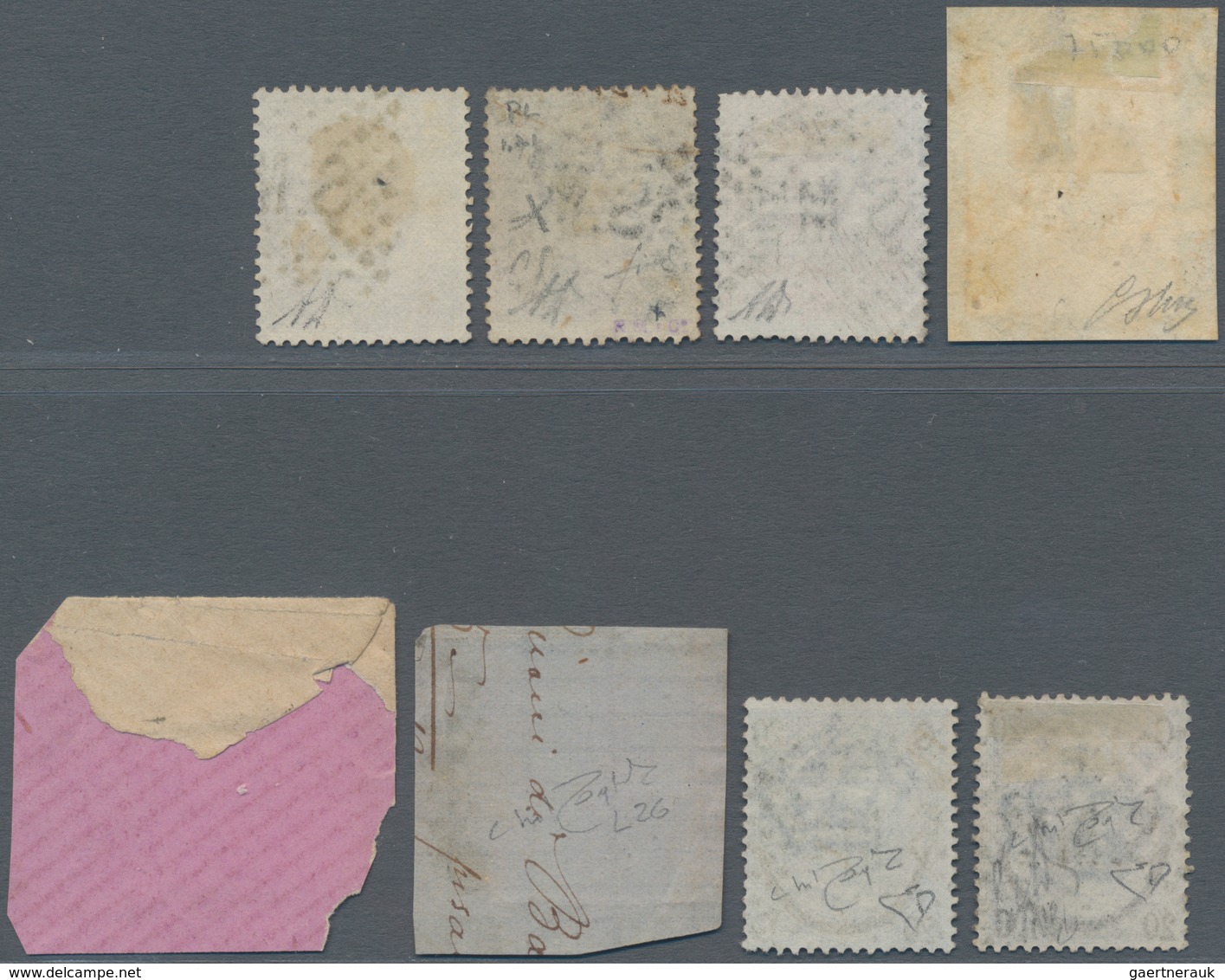 San Marino - Stempel: 1866/1870(ca). Nice Group Of 8 DLR Stamps (1 C London,10 C L, 30 C London And - Altri & Non Classificati
