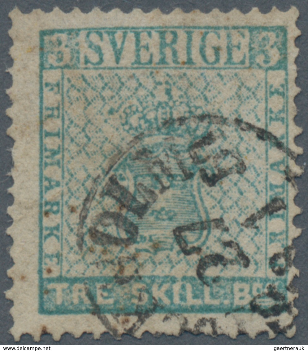 Schweden: 1855 TRE SKILL Bco. Light Bluish Green, Used And Cancelled By Small "STOCKHOLM/27/1/1857" - Gebraucht