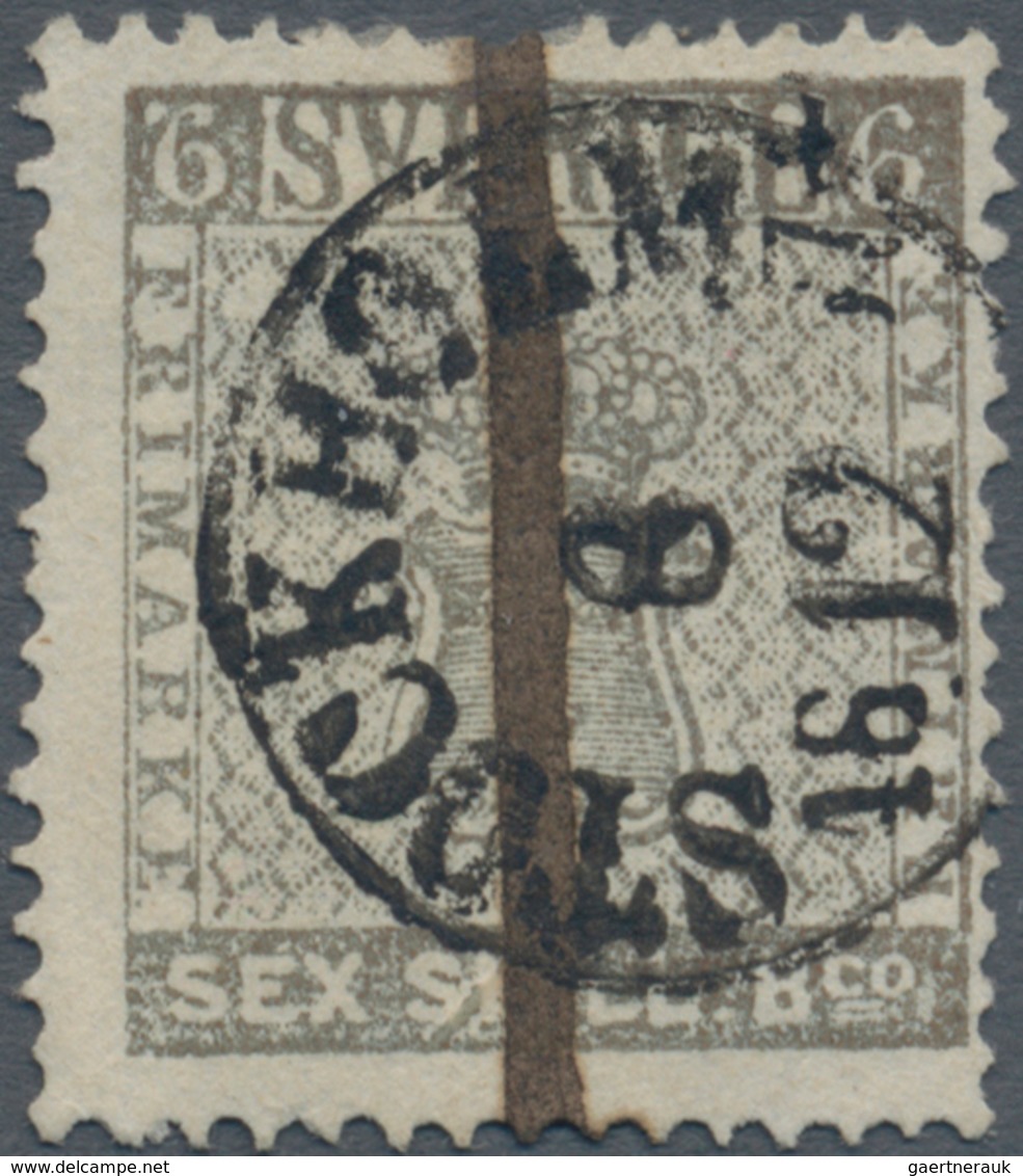 Schweden: 1855-58 6 Skill B:co Grey, Early Printing, Used And Cancelled By "STOCKHOLM/8/12/1857" C.d - Gebruikt