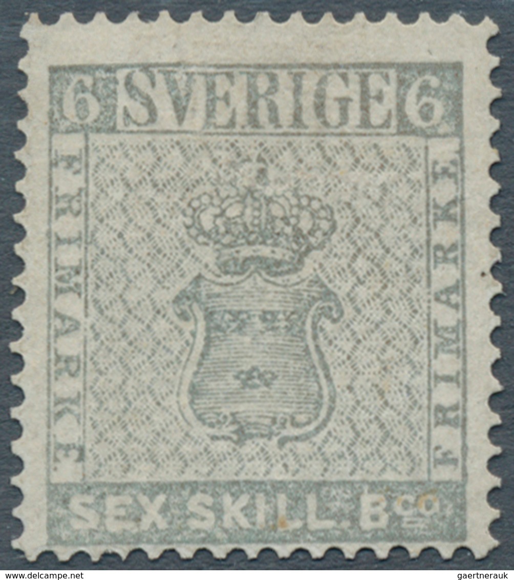 Schweden: 1855, SIX SKILL. Bco. Grey, Fresh Colour, Unused Without Gum, Repaired, Certificate BPB An - Gebruikt