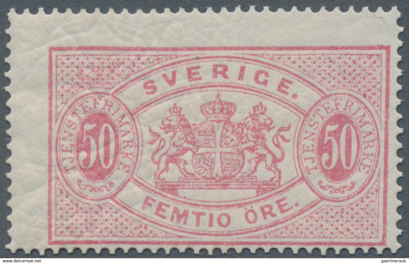 Schweden - Dienstmarken: 1874, 50 Öre Red Mint Never Hinged, Very Rare! - Dienstzegels